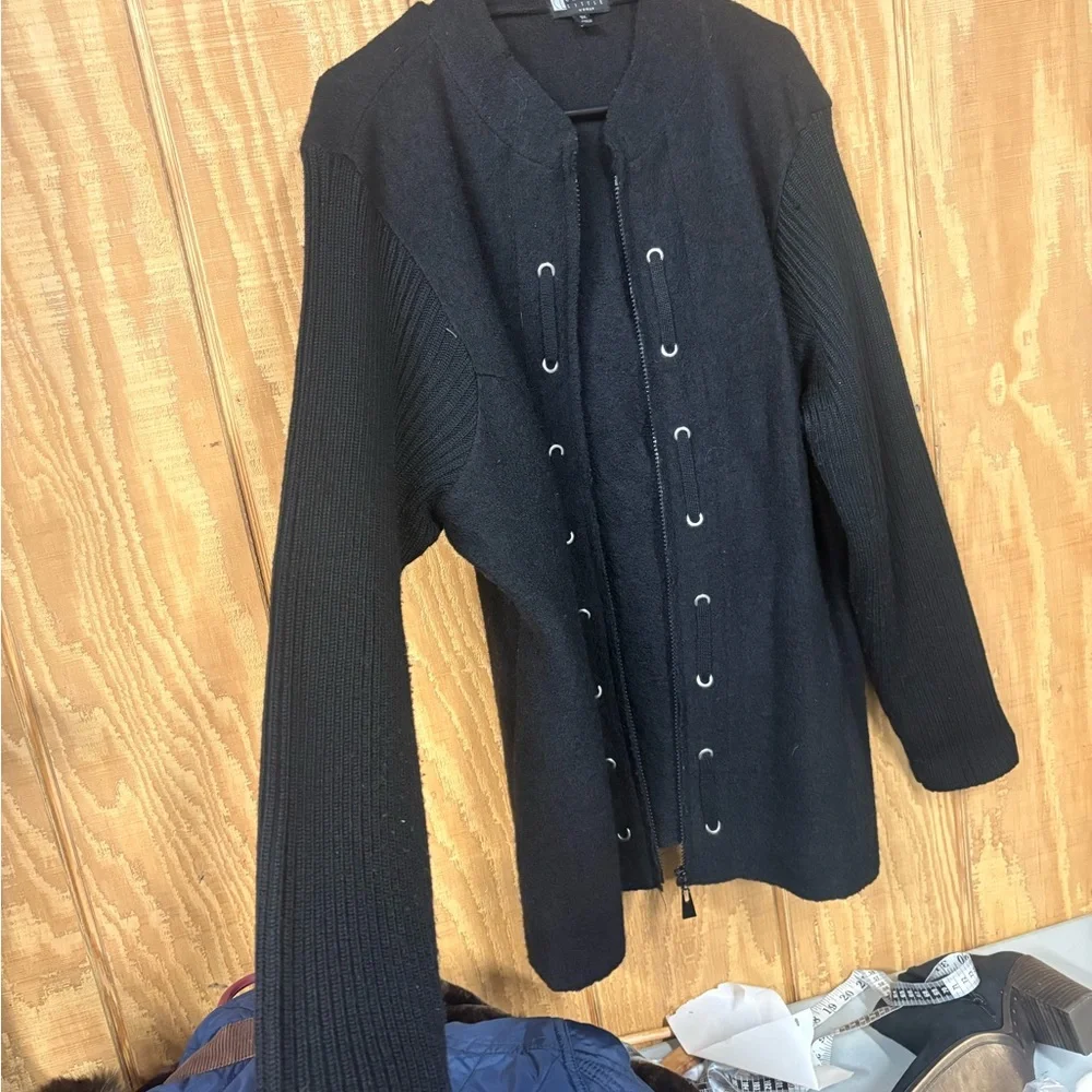 Carole Little Black Zip Up Sweater - Picture 5 of 12